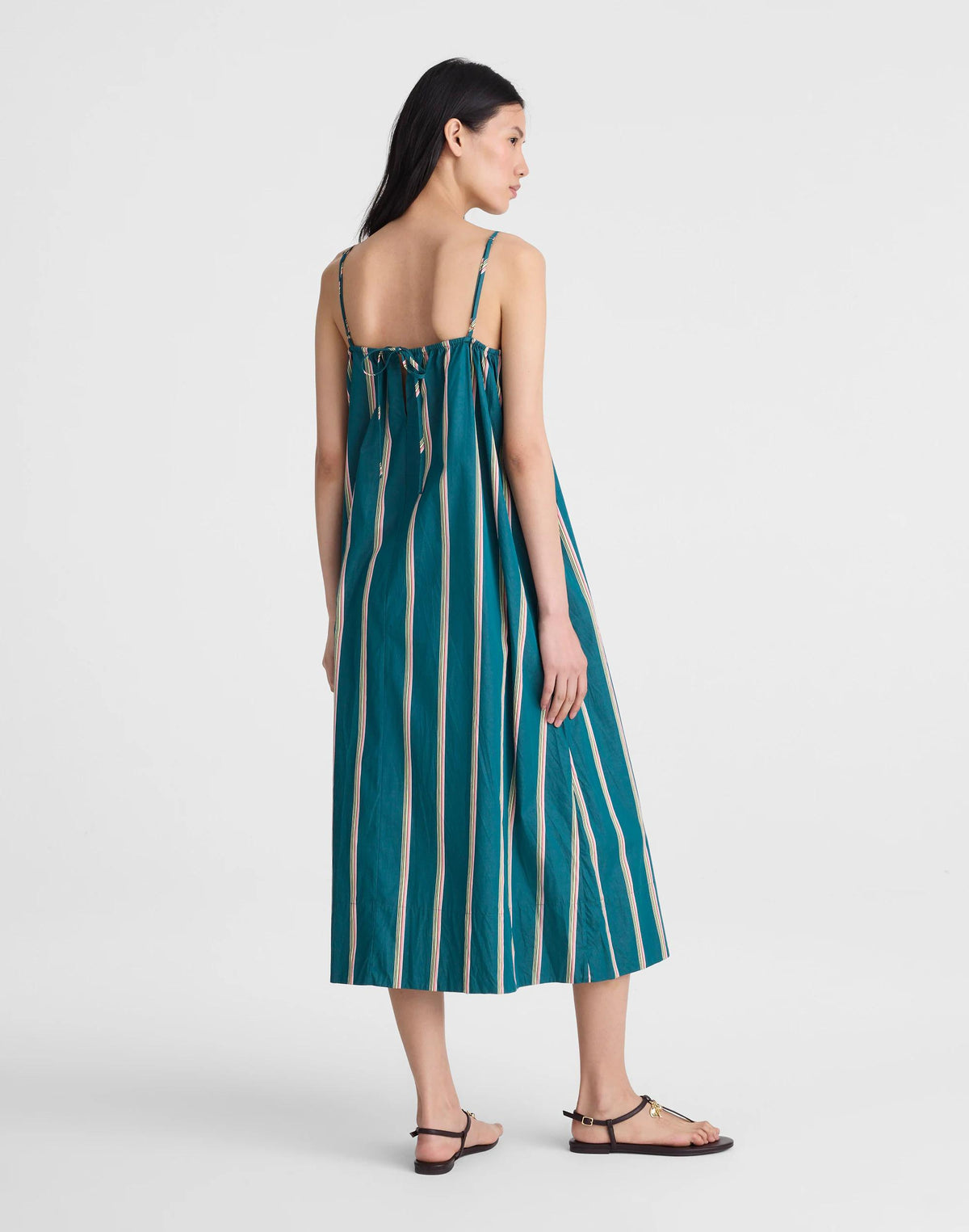 Madewell Madewell x Shopbop Gathered A-Line Midi Dress Deep Lagoon Stripe