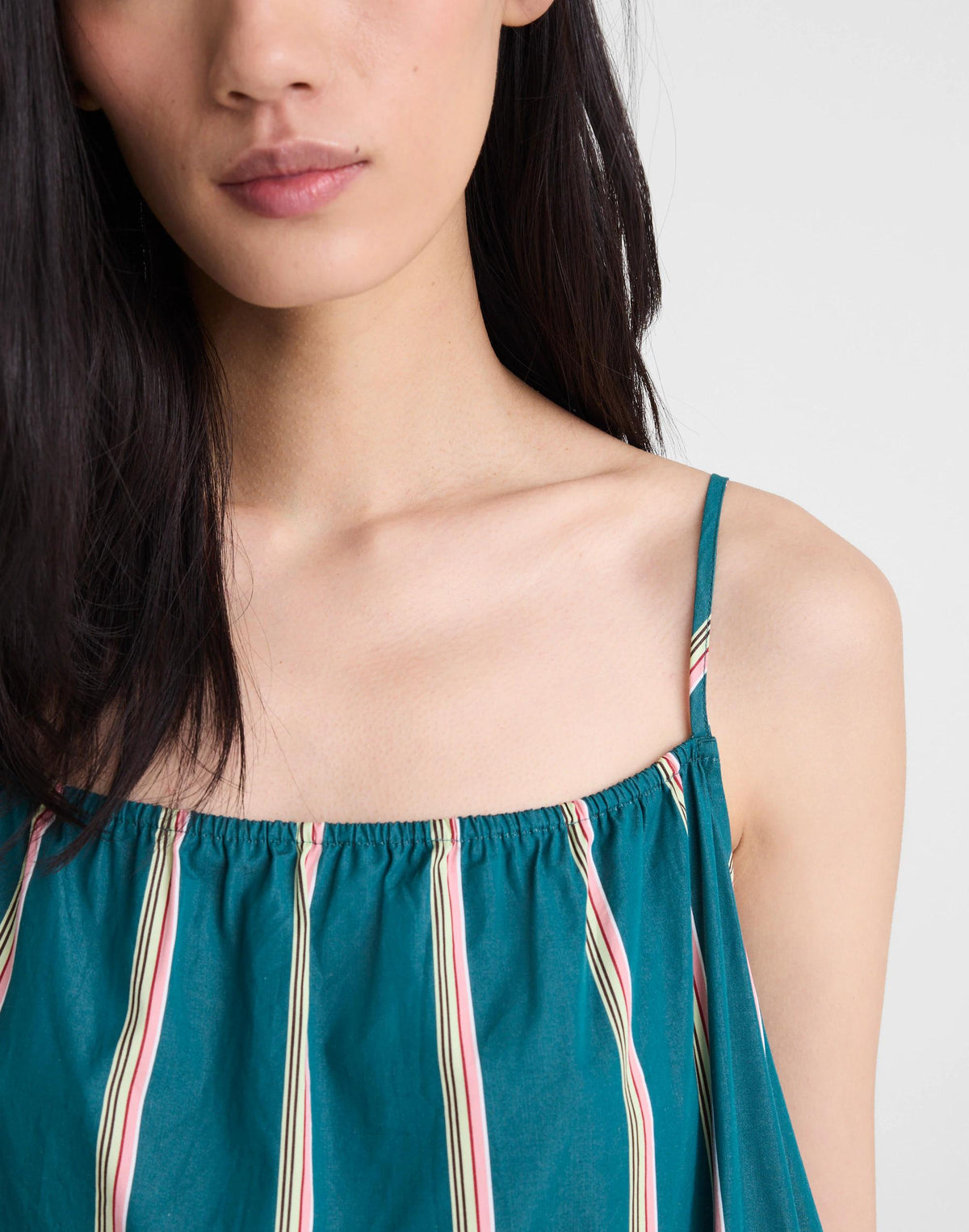 Madewell Madewell x Shopbop Gathered A-Line Midi Dress Deep Lagoon Stripe