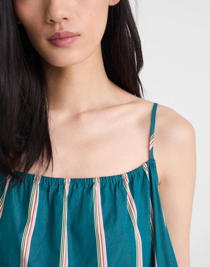 Madewell Madewell x Shopbop Gathered A-Line Midi Dress Deep Lagoon Stripe