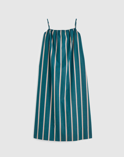 Madewell Madewell x Shopbop Gathered A-Line Midi Dress Deep Lagoon Stripe