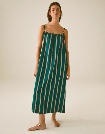 Madewell Madewell x Shopbop Gathered A-Line Midi Dress Deep Lagoon Stripe