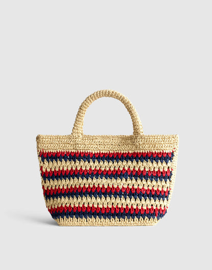 Madewell The Woven Mini Tote Red Navy Stripe