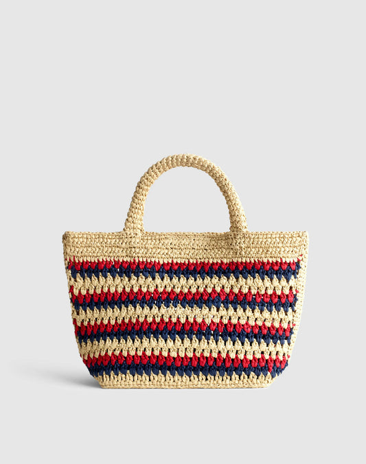 Madewell The Woven Mini Tote Red Navy Stripe