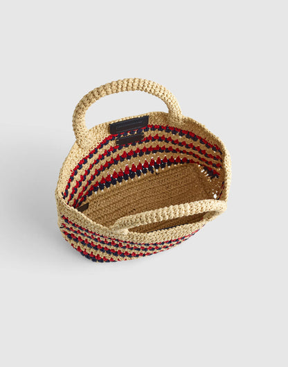 Madewell The Woven Mini Tote Red Navy Stripe