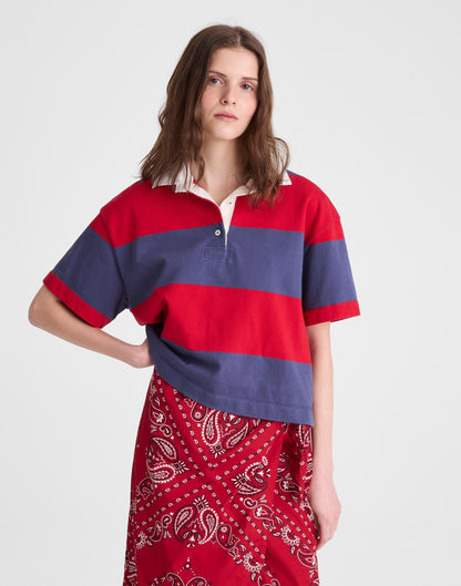 Madewell Boxy Rugby Polo Varsity Red And Navy Stripe