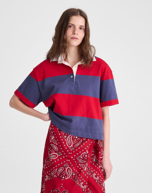 Madewell Boxy Rugby Polo Varsity Red And Navy Stripe