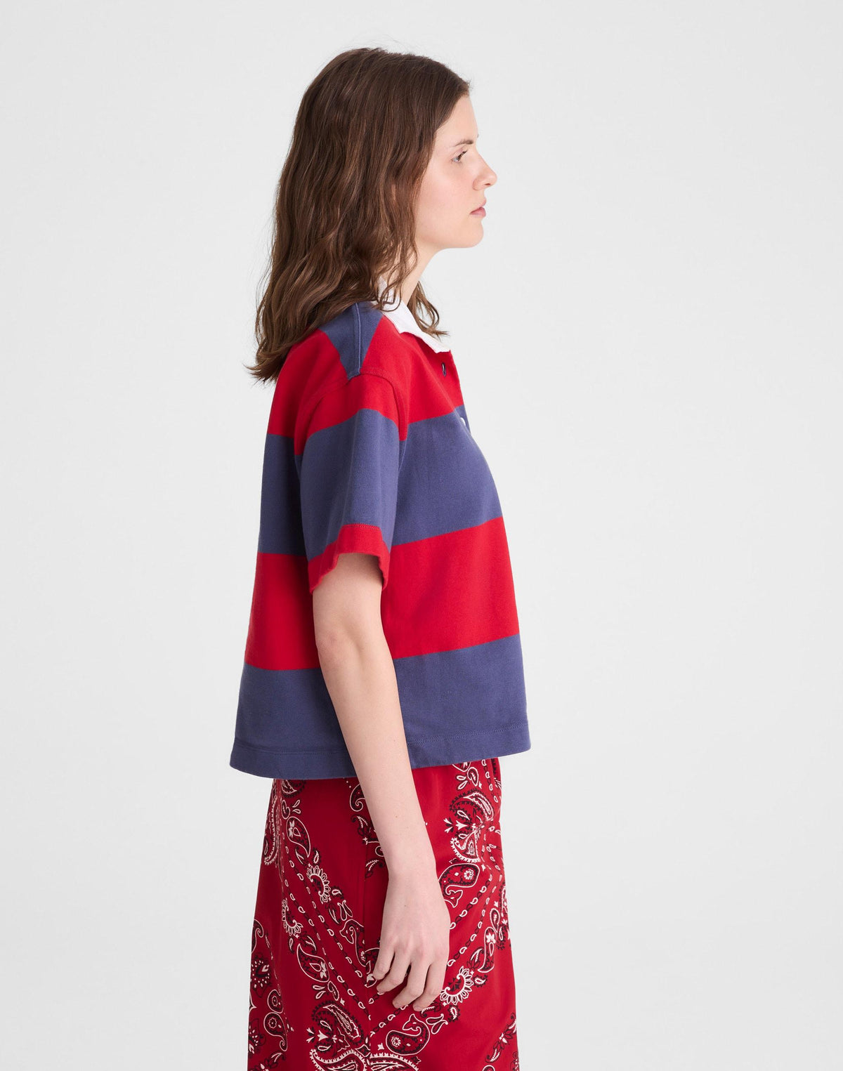 Madewell Boxy Rugby Polo Varsity Red And Navy Stripe