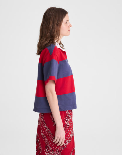 Madewell Boxy Rugby Polo Varsity Red And Navy Stripe