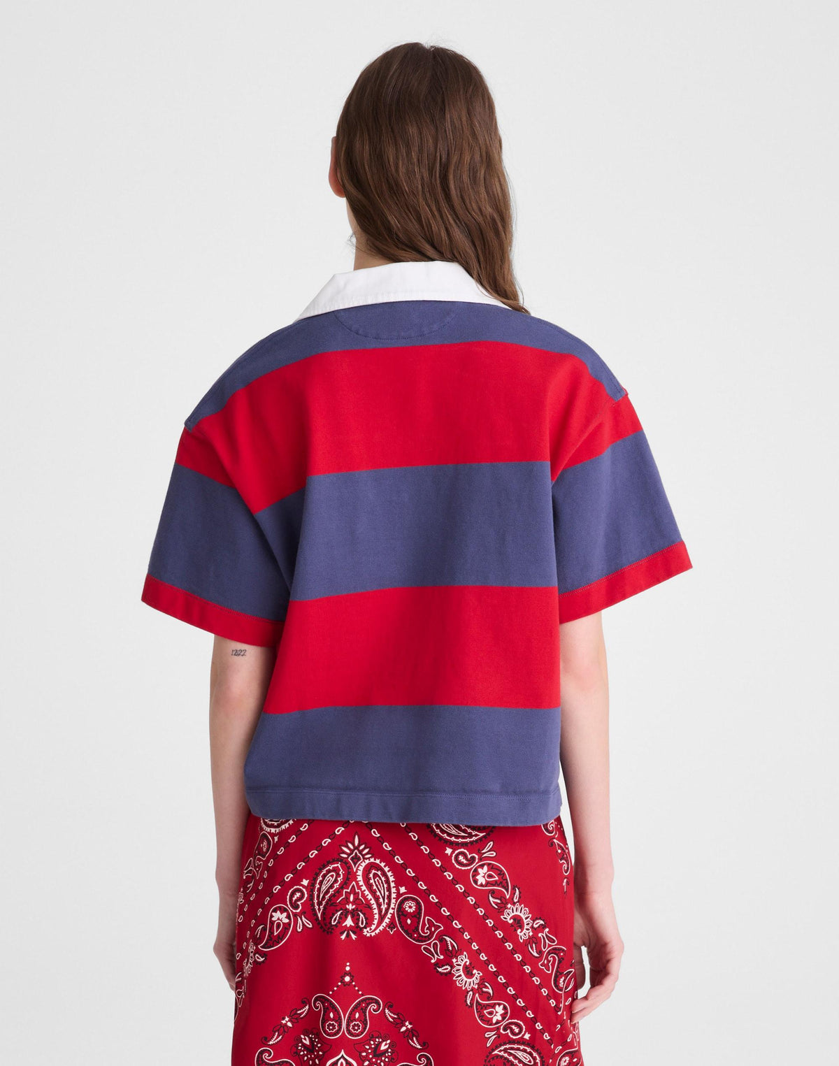 Madewell Boxy Rugby Polo Varsity Red And Navy Stripe