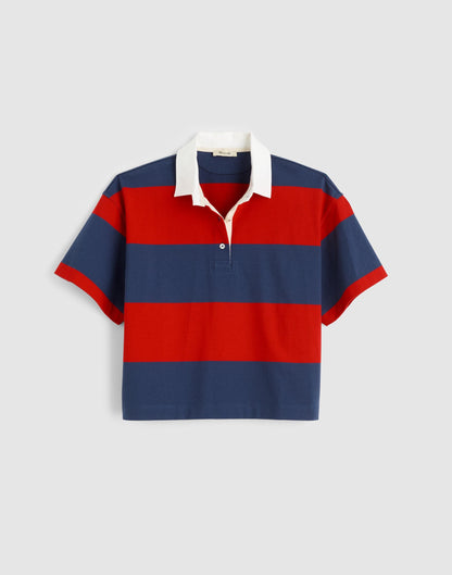 Madewell Boxy Rugby Polo Varsity Red And Navy Stripe