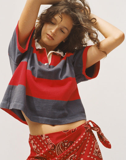 Madewell Boxy Rugby Polo Varsity Red And Navy Stripe