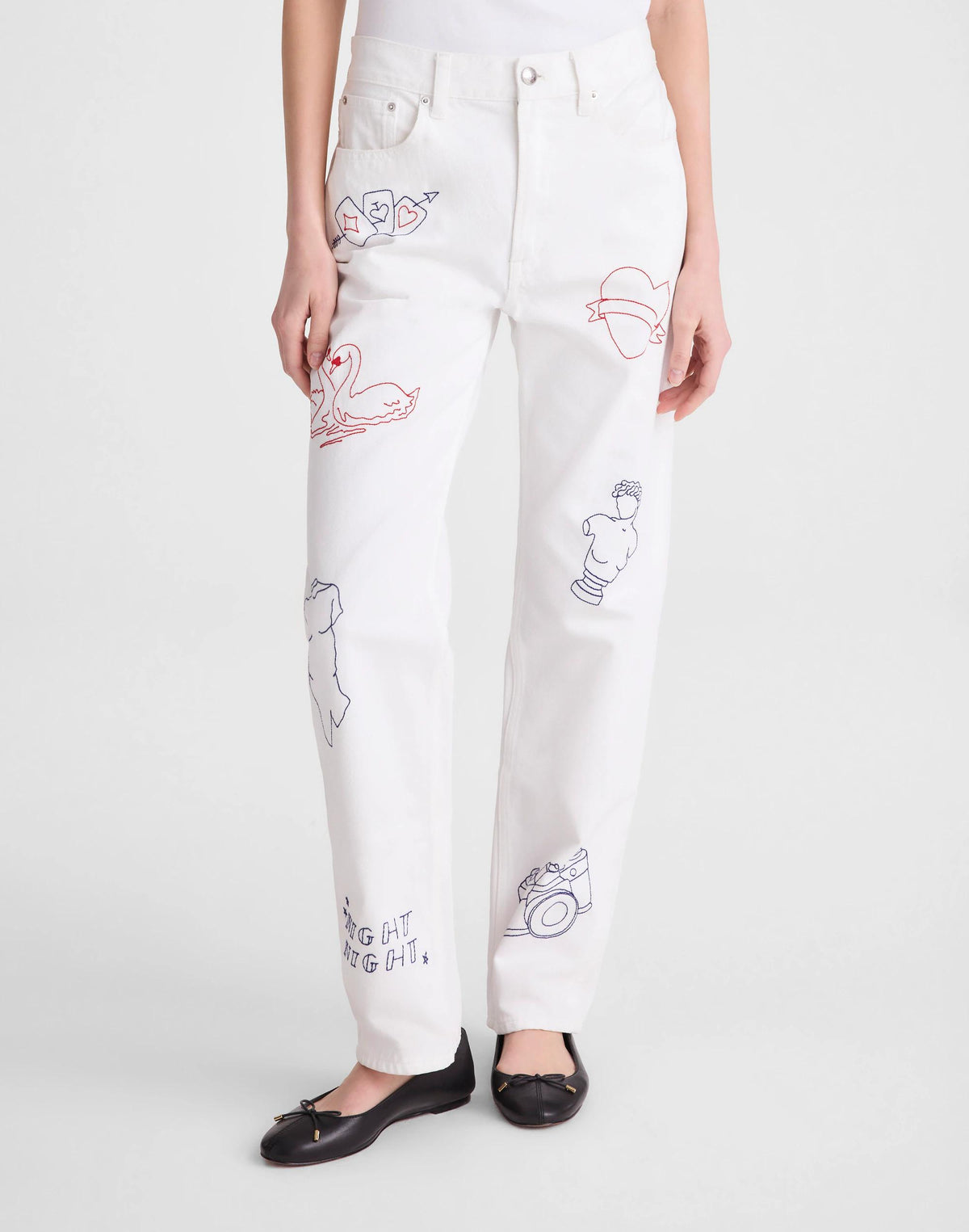 Madewell Embroidered Slim Boyfriend Jean Tile White