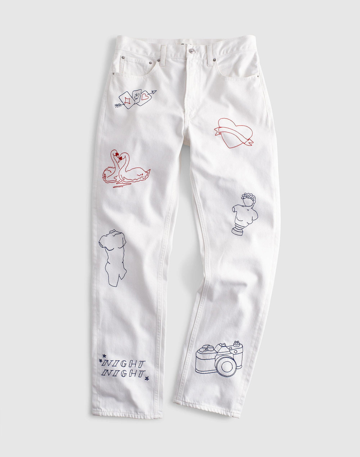 Madewell Embroidered Slim Boyfriend Jean Tile White