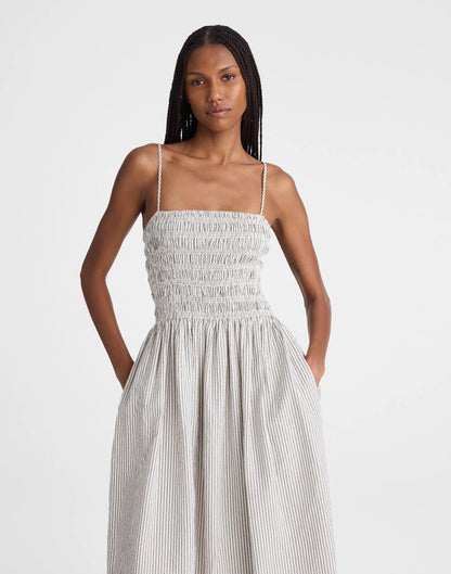 Madewell The Peyton Midi Dress Black Vintage Ivory Yarndye