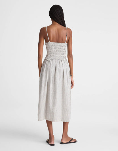 Madewell The Peyton Midi Dress Black Vintage Ivory Yarndye