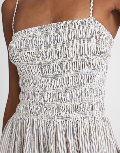 Madewell The Peyton Midi Dress Black Vintage Ivory Yarndye