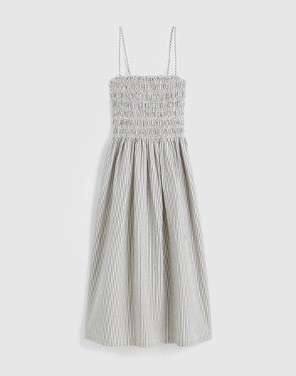 Madewell The Peyton Midi Dress Black Vintage Ivory Yarndye