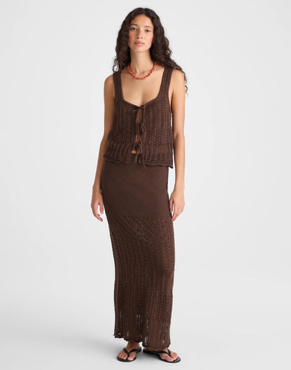 Madewell Pointelle-Stitch Maxi Skirt Dark Brown