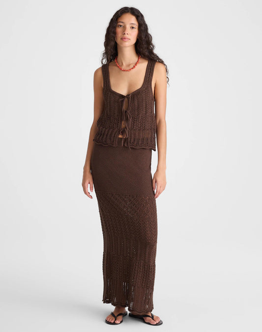 Madewell Pointelle-Stitch Maxi Skirt Dark Brown