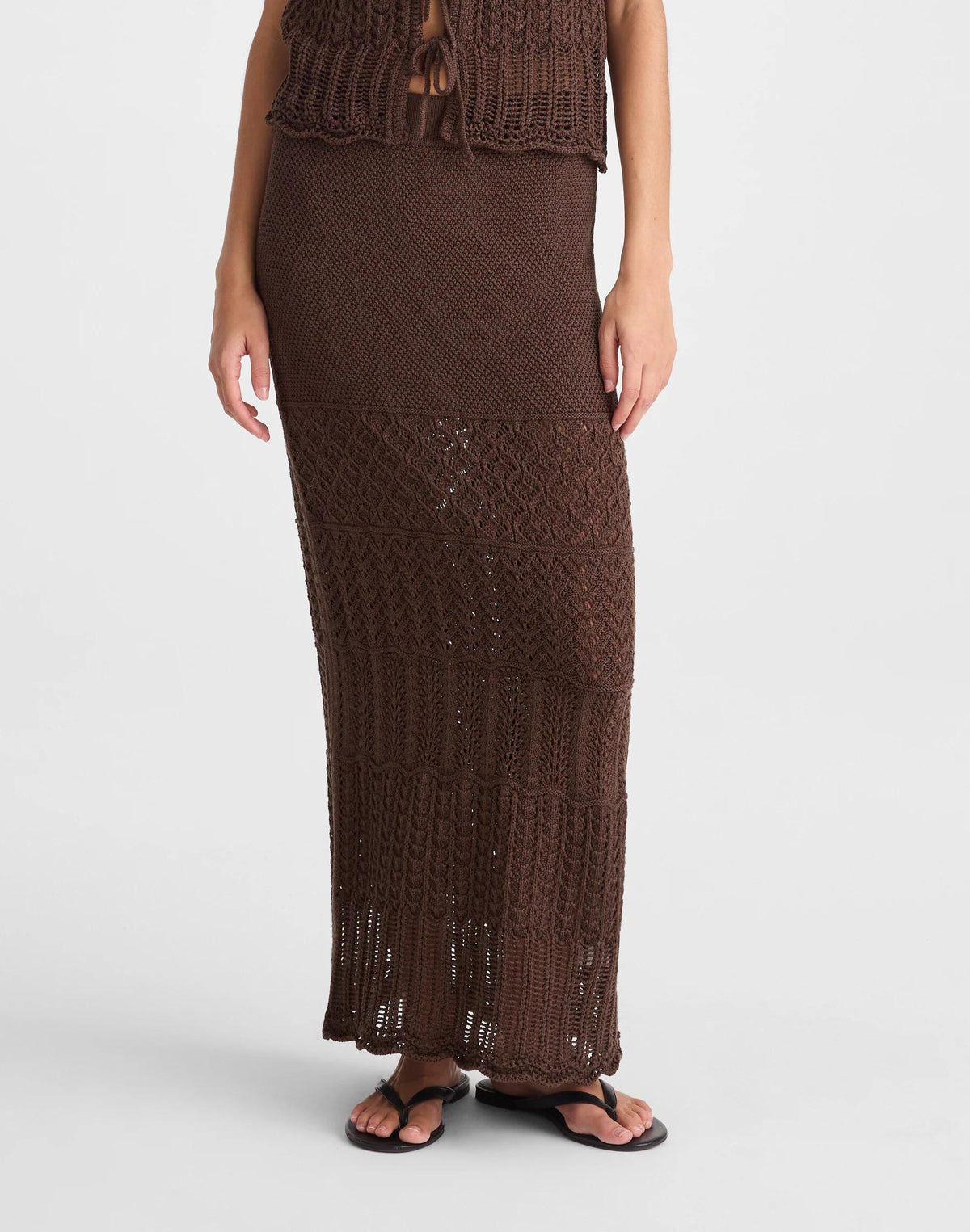 Madewell Pointelle-Stitch Maxi Skirt Dark Brown