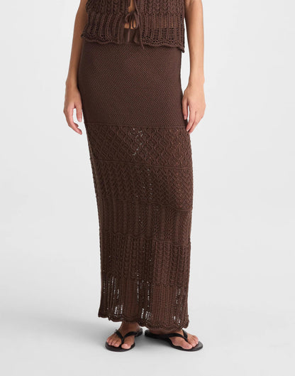 Madewell Pointelle-Stitch Maxi Skirt Dark Brown