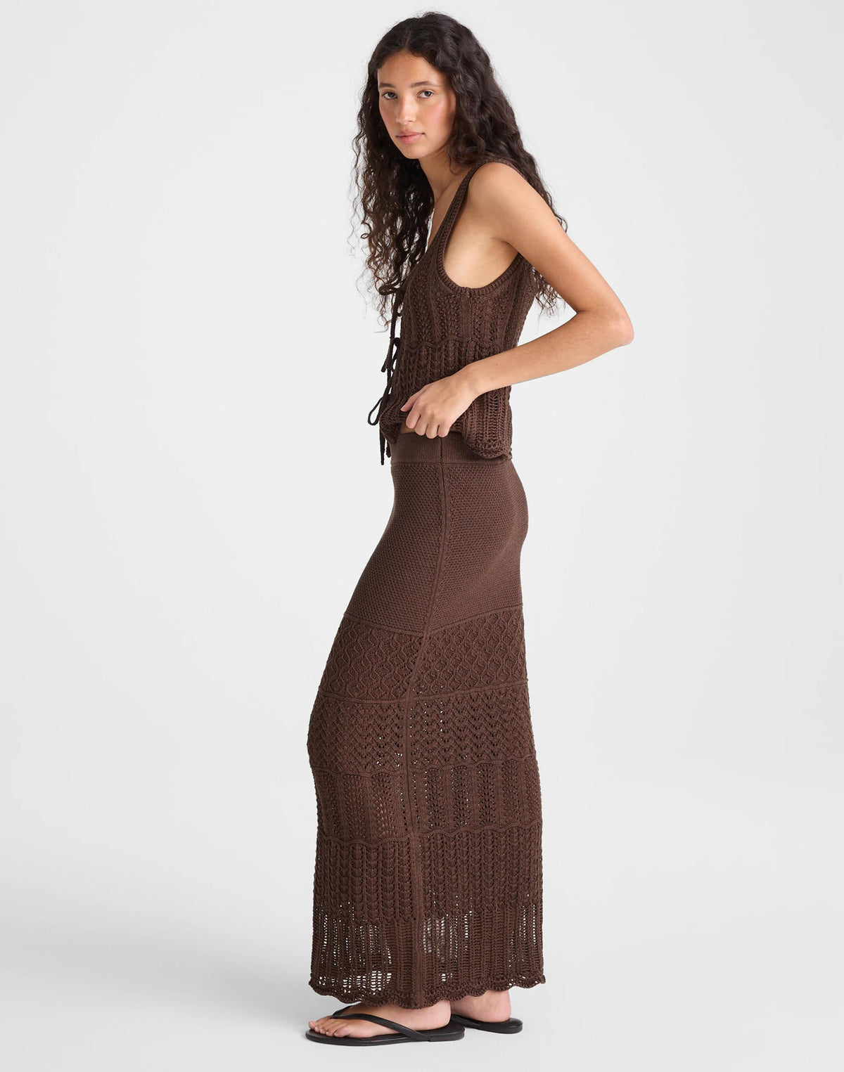 Madewell Pointelle-Stitch Maxi Skirt Dark Brown