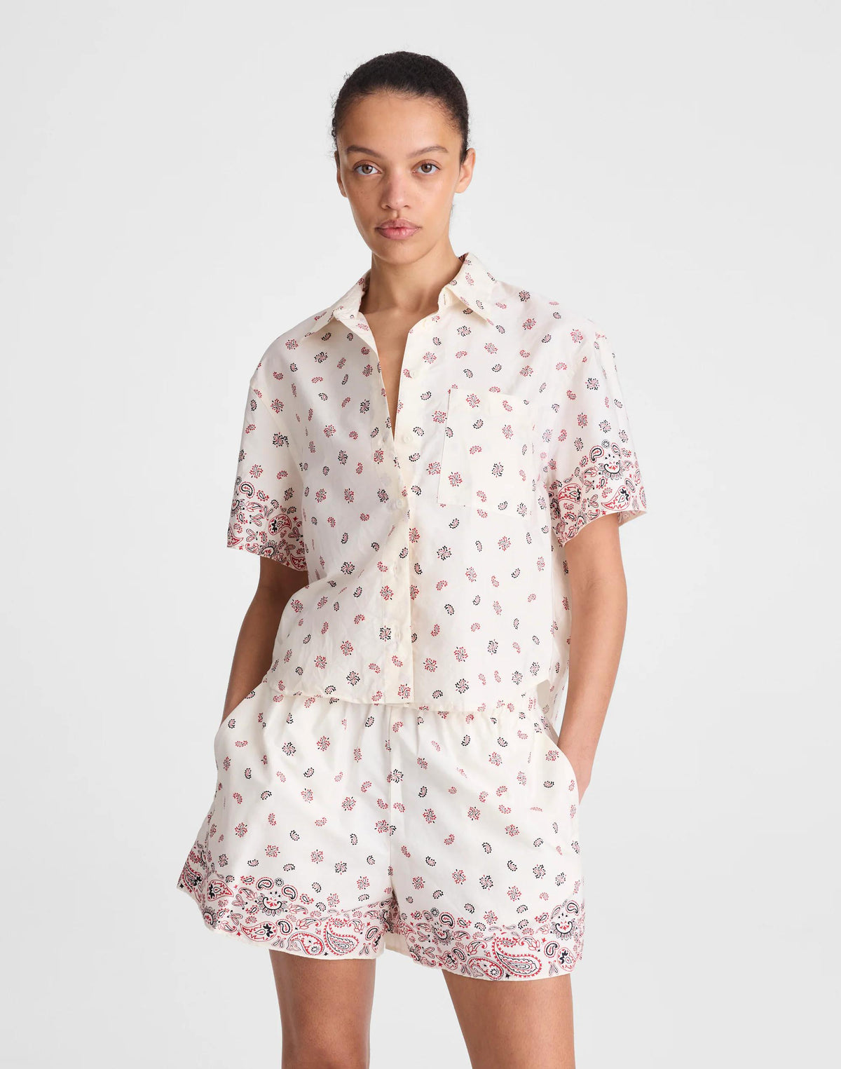 Madewell Patch-Pocket Boxy Shirt in Poplin Vintage Ivory
