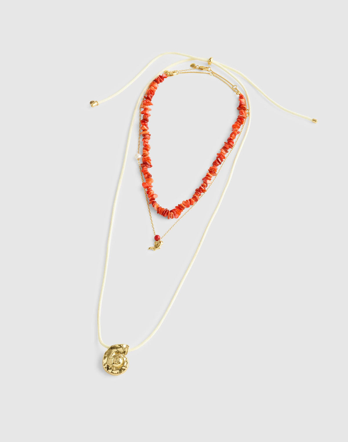 Madewell Three-Pack Puka Shell Necklace Set Enamel Red