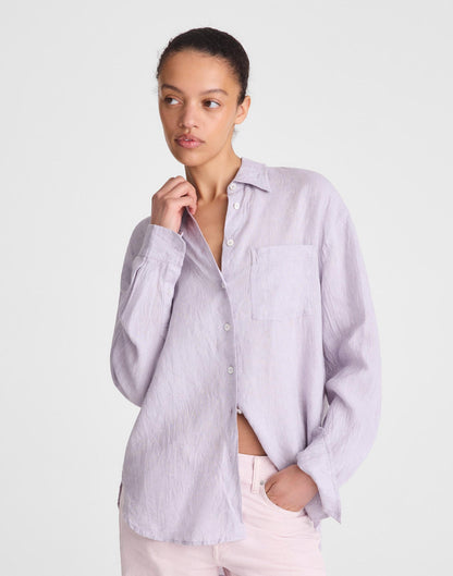 Madewell The Easy Shirt in 100% Linen Lilac Chambray