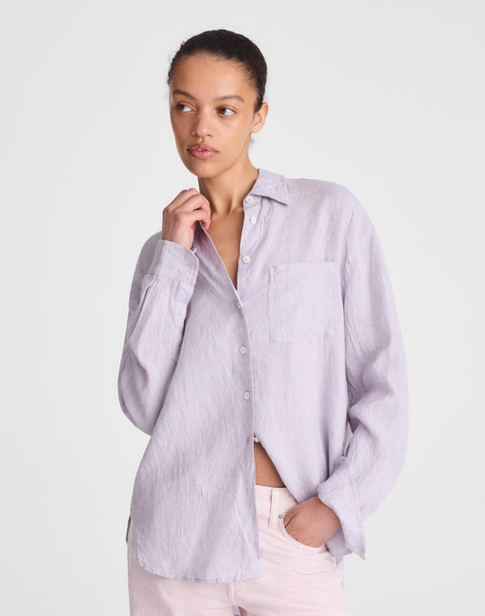 Madewell The Easy Shirt in 100% Linen Lilac Chambray