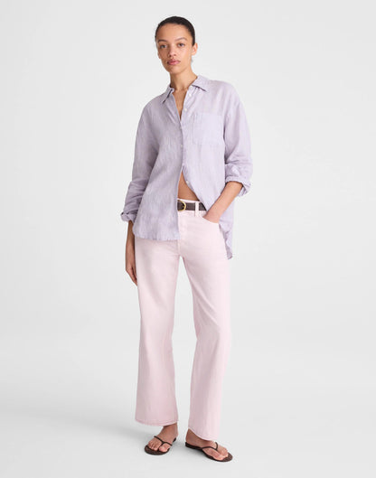Madewell The Easy Shirt in 100% Linen Lilac Chambray
