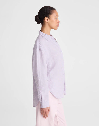 Madewell The Easy Shirt in 100% Linen Lilac Chambray