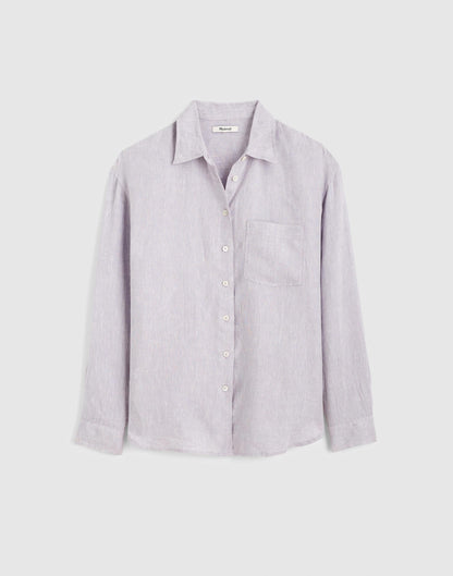 Madewell The Easy Shirt in 100% Linen Lilac Chambray