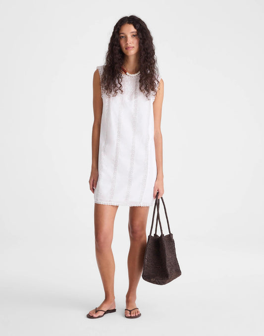 Madewell Embroidered Lace-Insert Mini Dress White