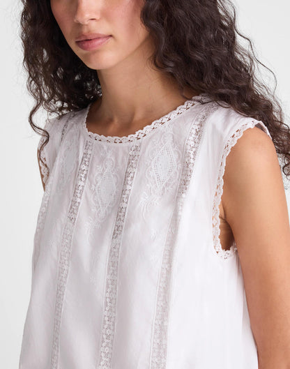 Madewell Embroidered Lace-Insert Mini Dress White