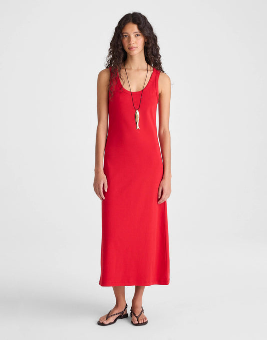 Madewell Scoopneck Tank Maxi Dress in Compact Cotton Varsity Red