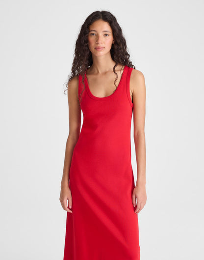 Madewell Scoopneck Tank Maxi Dress in Compact Cotton Varsity Red