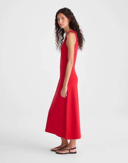 Madewell Scoopneck Tank Maxi Dress in Compact Cotton Varsity Red