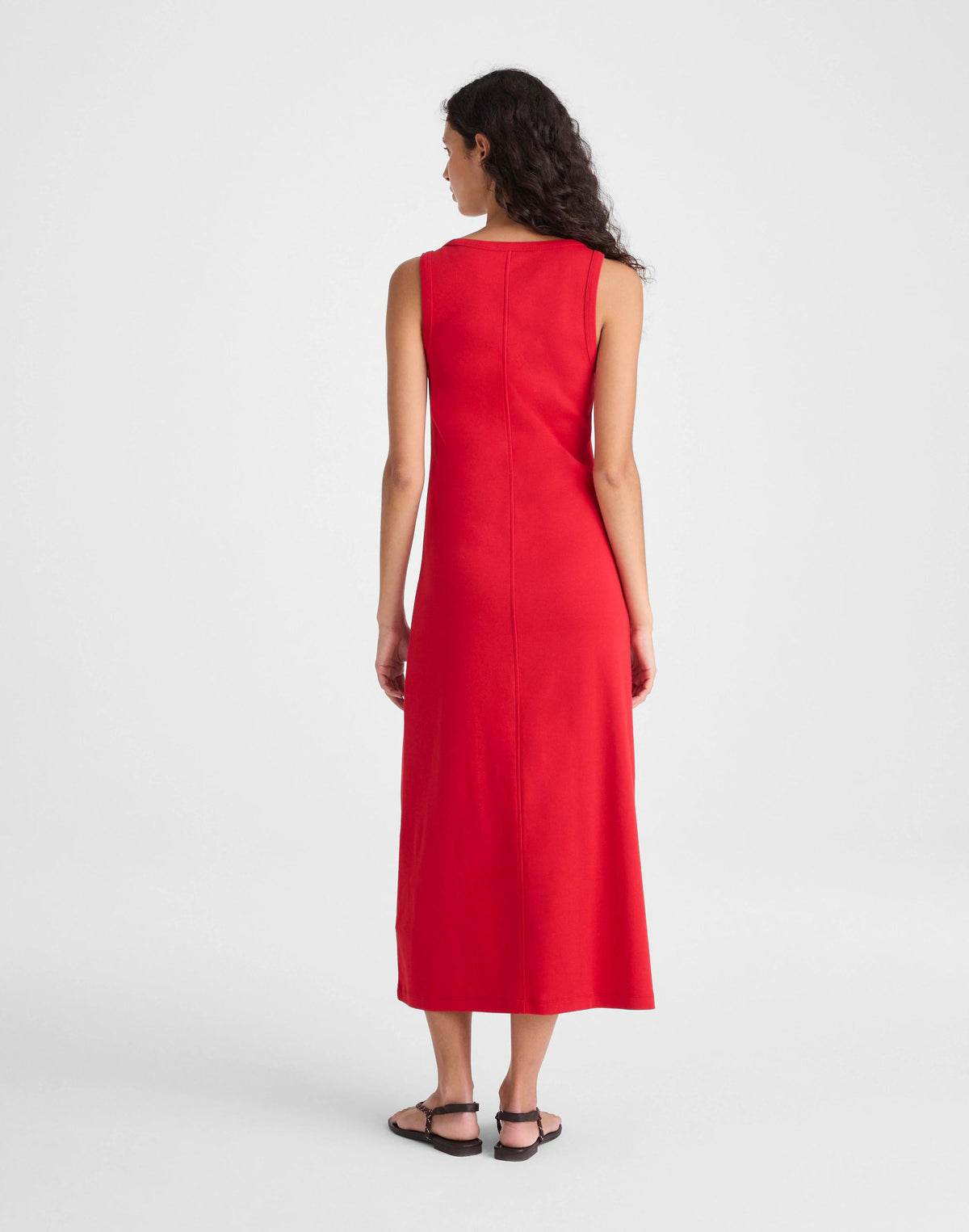 Madewell Scoopneck Tank Maxi Dress in Compact Cotton Varsity Red