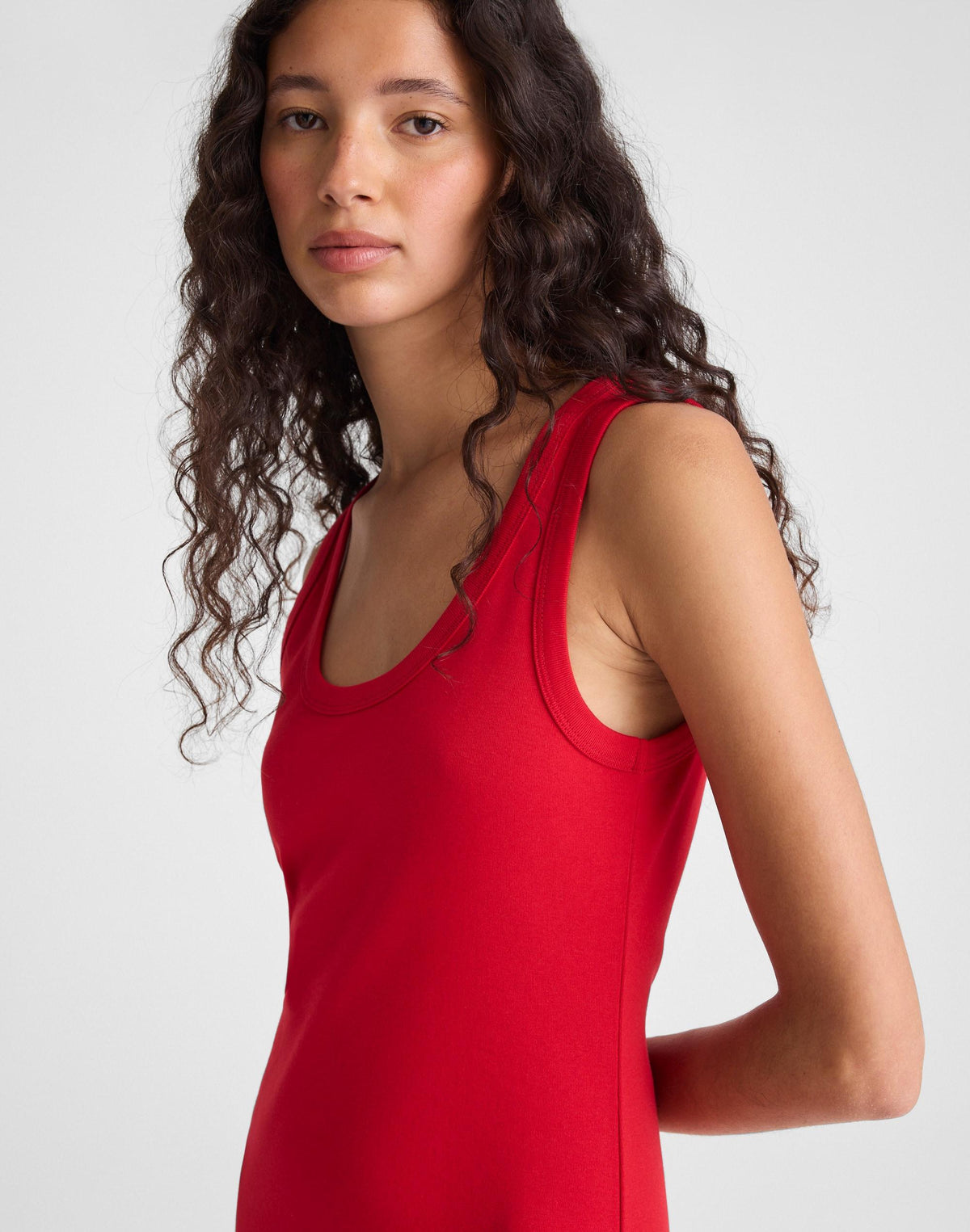 Madewell Scoopneck Tank Maxi Dress in Compact Cotton Varsity Red
