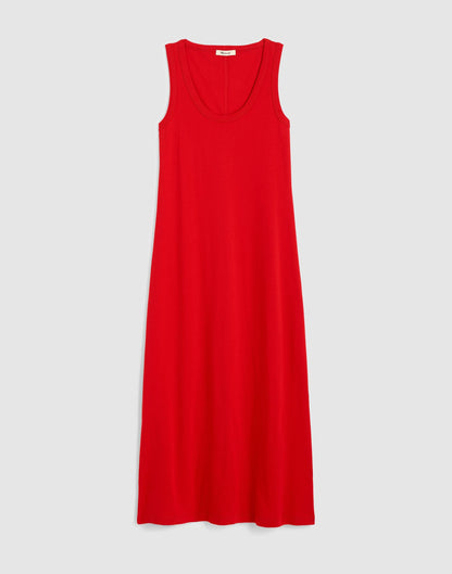 Madewell Scoopneck Tank Maxi Dress in Compact Cotton Varsity Red