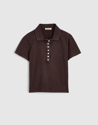 Madewell Shrunken Polo in Cotton Pique Dark Brown
