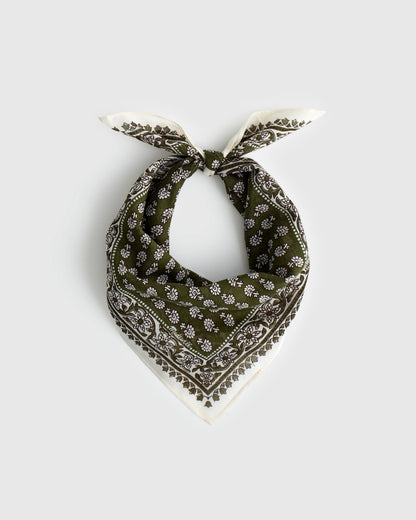Madewell Organic Cotton Bandana Block Print Faded Ivy