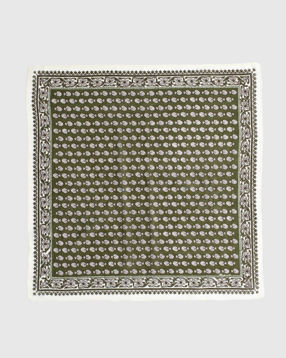 Madewell Organic Cotton Bandana Block Print Faded Ivy