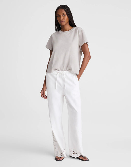 Madewell Embroidered Denim Pull-On Pants Tile White