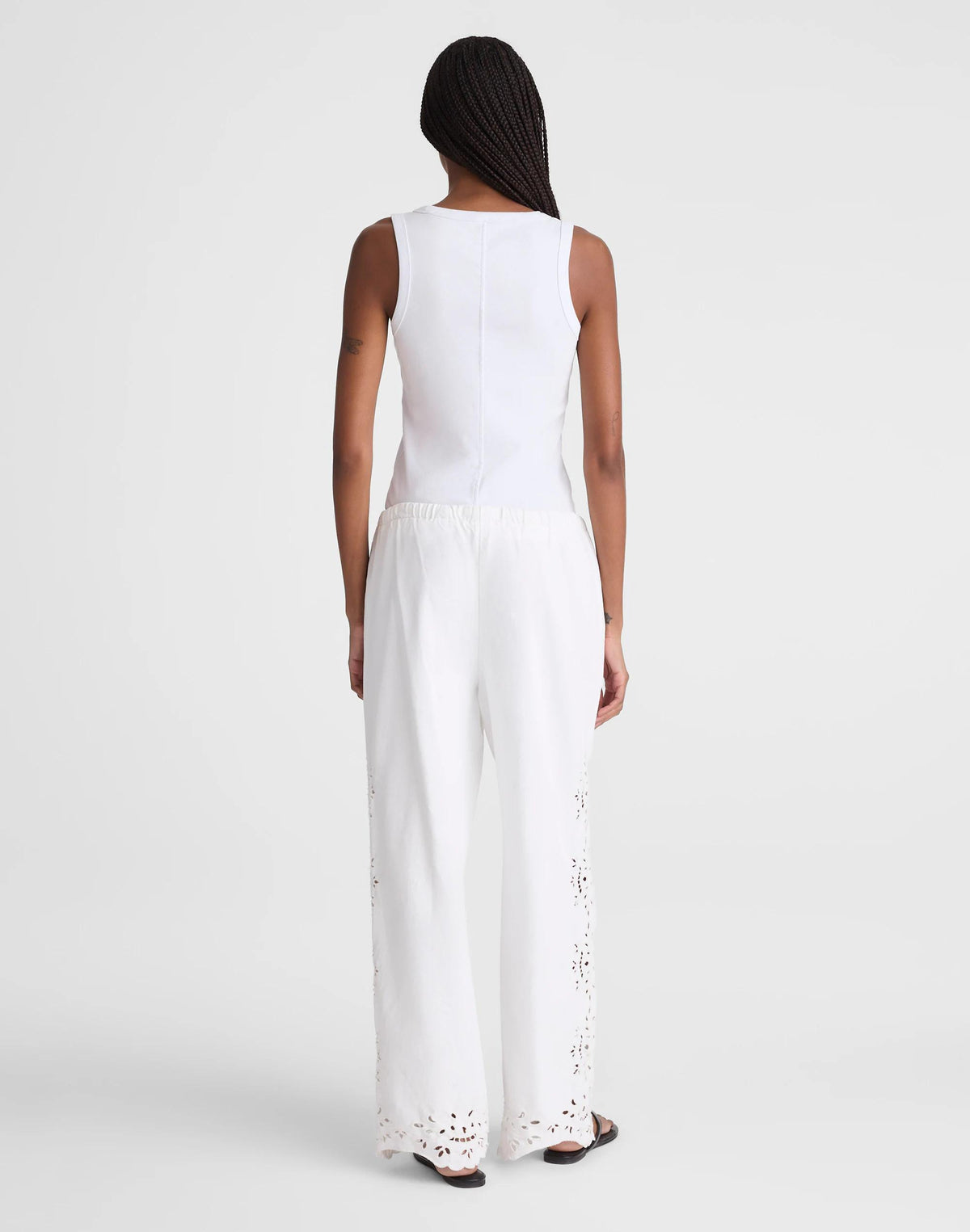 Madewell Embroidered Denim Pull-On Pants Tile White