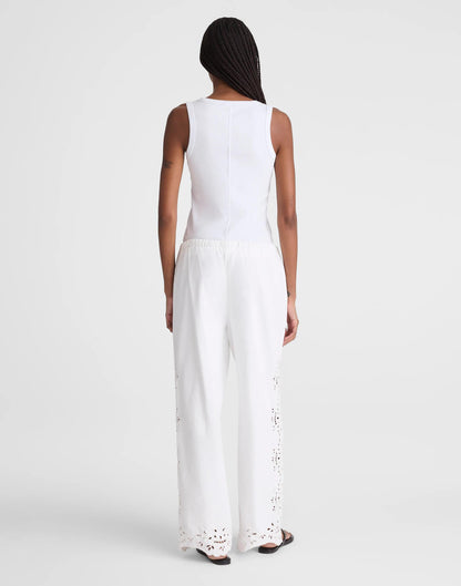 Madewell Embroidered Denim Pull-On Pants Tile White