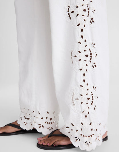 Madewell Embroidered Denim Pull-On Pants Tile White