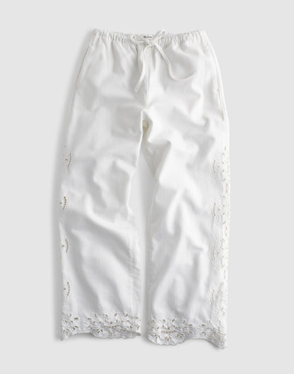 Madewell Embroidered Denim Pull-On Pants Tile White