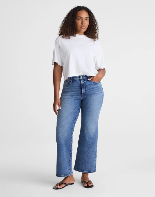 Madewell The Curvy Wide-Leg Crop Jean in Super Stretch Denim Oneida Wash